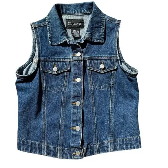 No Boundaries Tops Y2k No Boundaries Juniors Medium Blue Denim